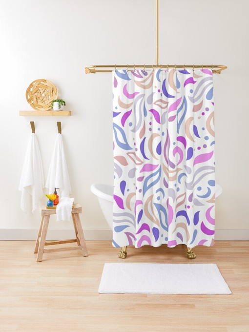Trendy Abstract Patterns Shower Curtain - Chic Boho Bathroom Decor with Eco-Friendly Material - Image 2