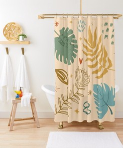 Trendy Botanic Boho Shower Curtain - Chic Abstract Patterns for Eco-Friendly Bath Decor
