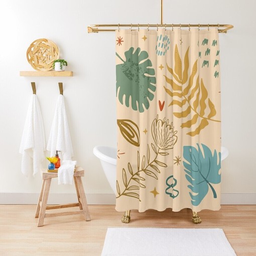 Trendy Botanic Boho Shower Curtain - Chic Abstract Patterns for Eco-Friendly Bath Decor