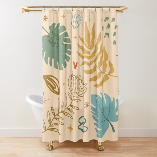 Trendy Botanic Boho Shower Curtain - Chic Abstract Patterns for Eco-Friendly Bath Decor - Image 2