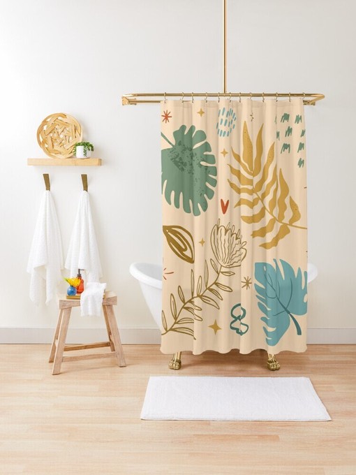 Trendy Botanic Boho Shower Curtain - Chic Abstract Patterns for Eco-Friendly Bath Decor - Image 4