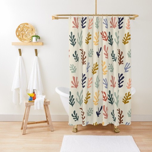 Trendy Cactus Boho Shower Curtain - Featuring Mid-Century Abstract Patterns and Waterproof Eco-Friendly Material
