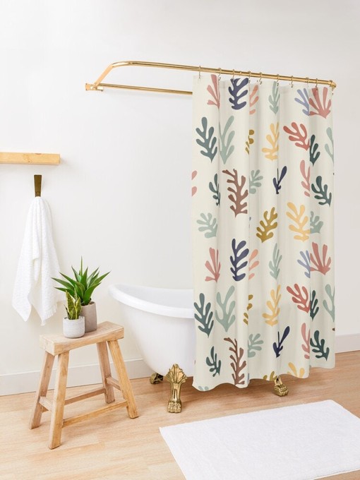 Trendy Cactus Boho Shower Curtain - Featuring Mid-Century Abstract Patterns and Waterproof Eco-Friendly Material - Image 2