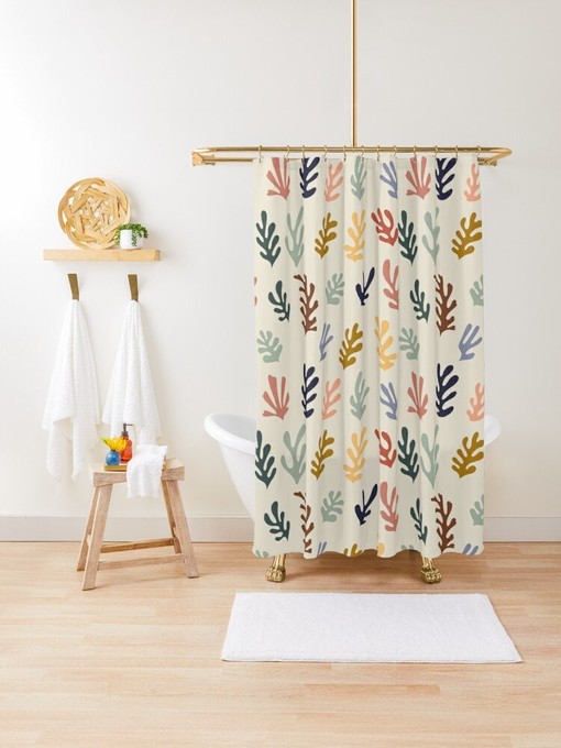 Trendy Cactus Boho Shower Curtain - Featuring Mid-Century Abstract Patterns and Waterproof Eco-Friendly Material - Image 3