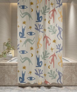 Trendy Disney Boho Abstract Patterns Shower Curtain - Eco-Friendly and Water-Resistant with Hooks Included