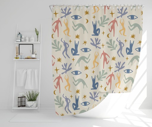 Trendy Disney Boho Abstract Patterns Shower Curtain - Eco-Friendly and Water-Resistant with Hooks Included - Image 2