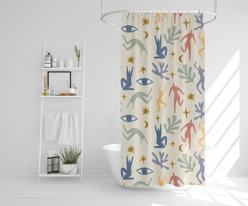 Trendy Disney Boho Abstract Patterns Shower Curtain - Eco-Friendly and Water-Resistant with Hooks Included - Image 3