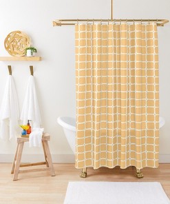 Trendy Earth Colors Abstract Shower Curtain with Minimalist Art Curtain and Extra-Durable Water Resistance