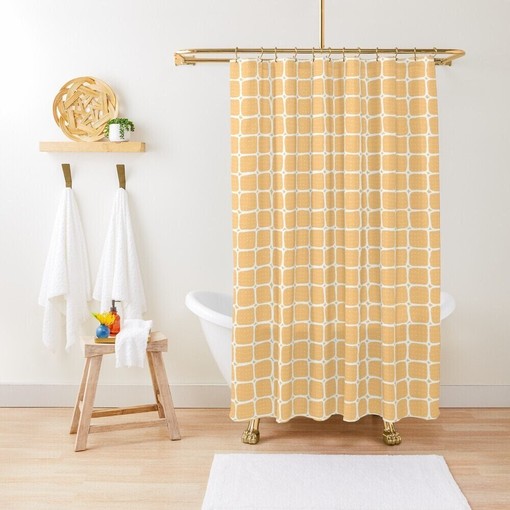 Trendy Earth Colors Abstract Shower Curtain with Minimalist Art Curtain and Extra-Durable Water Resistance