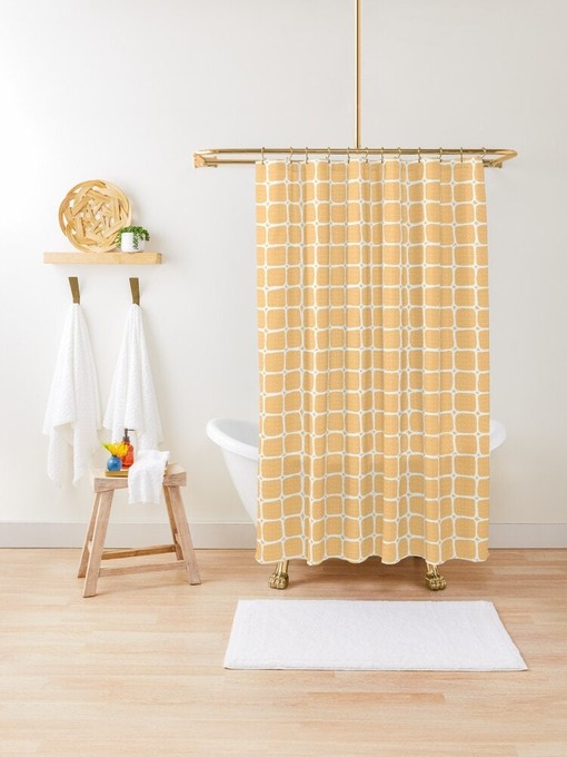 Trendy Earth Colors Abstract Shower Curtain with Minimalist Art Curtain and Extra-Durable Water Resistance - Image 4