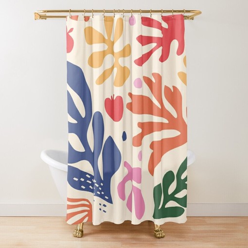 Trendy Mid-Century Abstract Plant Patterns Disney Boho Shower Curtain - Eco-Friendly and Water-Resistant Decoration - Image 4