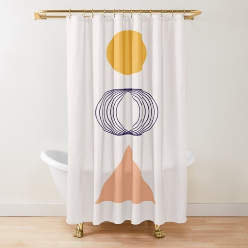 Trendy Minimalist Earth Colors Abstract Shower Curtain with Unique Art Curtain and Extra-Durable Water Resistance - Image 4