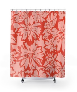 Trendy Modern Flower Print Shower Curtain for a Housewarming Gift - Vibrant and Chic Bathroom Decor