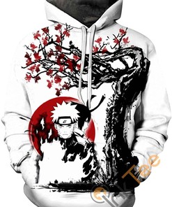 Trendy Naruto Print Pullover Front Pocket All Over Print Hoodie 3D with Modern Look