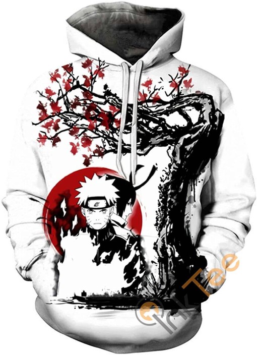 Trendy Naruto Print Pullover Front Pocket All Over Print Hoodie 3D with Modern Look