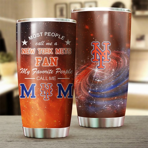 Trendy New York Mets MLB Tumbler for Moms with Flower Accents and Logo - Image 2