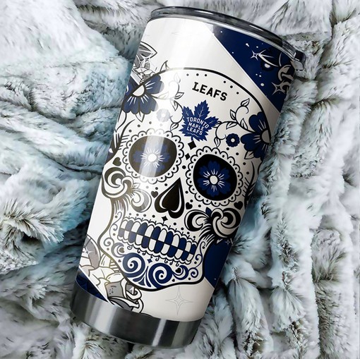 Trendy Toronto Maple Leafs NHL Tumbler with Skull Design for Diehard Fans - Image 2