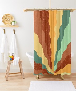 Trendy and Colorful Abstract Boho Shower Curtain - Featuring Eco-Friendly Material and Hooks Included