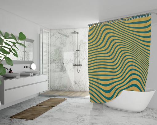 Trippy Blue Shower Curtain | Bohemian Style | Eco-Friendly and Waterproof | Vibrant Bathroom Decor - Image 2