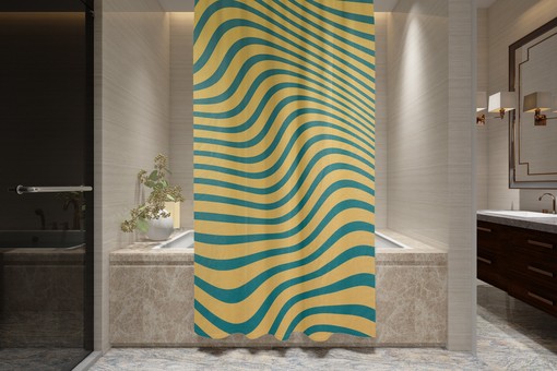 Trippy Blue Shower Curtain | Bohemian Style | Eco-Friendly and Waterproof | Vibrant Bathroom Decor - Image 3