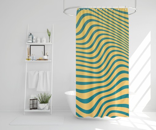 Trippy Blue Shower Curtain | Bohemian Style | Eco-Friendly and Waterproof | Vibrant Bathroom Decor - Image 4