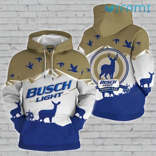 Trophy Can Deer Hunting Busch Light 3D Hoodie for Men - Beer Lovers Gift