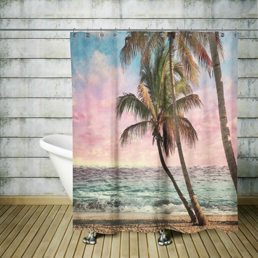 Tropical Beach Shower Curtain Set - Add a Touch of Vacation to Your Bath Decor - Image 2