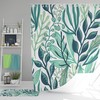 Tropical Blue Leaves Botanical Shower Curtain | Forest Print Bathroom Decor