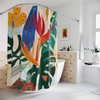 Tropical Bohemian Jungle Birds Of Paradise and Monstera Retro Flower Shower Curtain for a Bohemian Bathroom