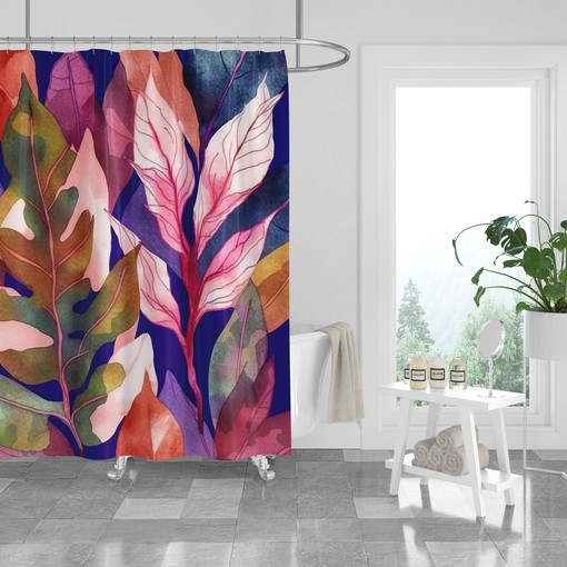 Tropical Foliage Shower Curtain Set with Coordinating Towels and Mat for Exotic Vibes