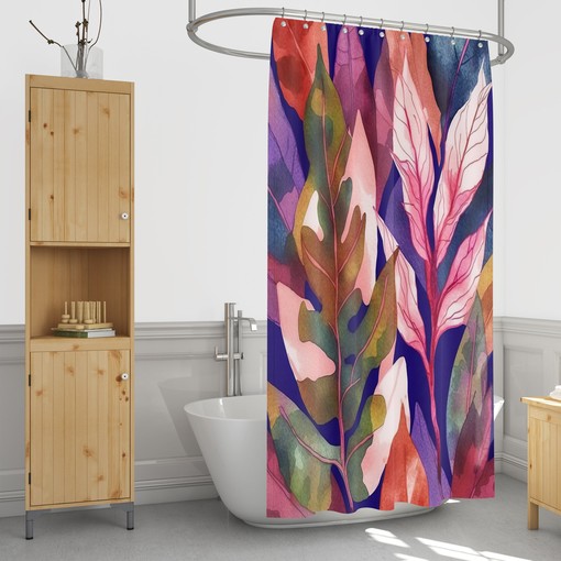 Tropical Foliage Shower Curtain Set with Coordinating Towels and Mat for Exotic Vibes - Image 2