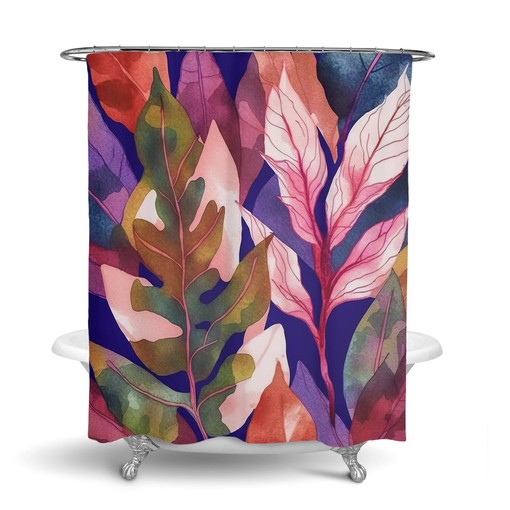 Tropical Foliage Shower Curtain Set with Coordinating Towels and Mat for Exotic Vibes - Image 3