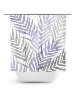 Tropical Guest Bathroom Decor with Lavender Palm Tree Shower Curtain featuring Botanical Bath Curtain - SHOWER66