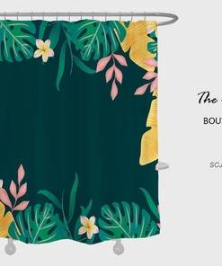 Tropical Leaf Bathroom Decor with Disney Green Leaves Flowers Shower Curtain - Refreshing and Exotic Bathroom Decor