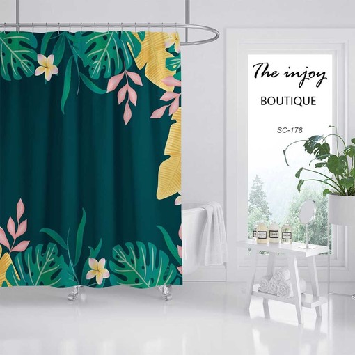 Tropical Leaf Bathroom Decor with Disney Green Leaves Flowers Shower Curtain - Refreshing and Exotic Bathroom Decor - Image 2