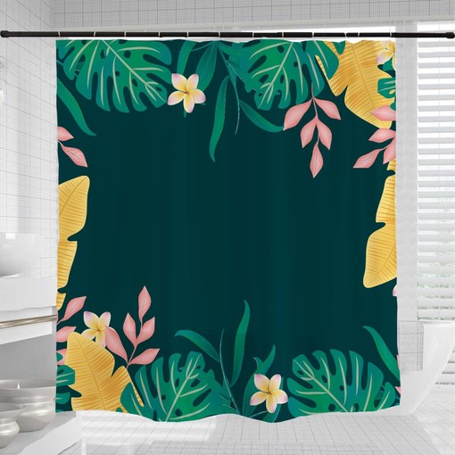 Tropical Leaf Bathroom Decor with Disney Green Leaves Flowers Shower Curtain - Refreshing and Exotic Bathroom Decor - Image 3