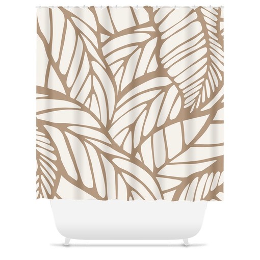 Tropical Leaf Mid Century Modern Shower Curtain - Minimalist Abstract Design for Bathroom - Image 3