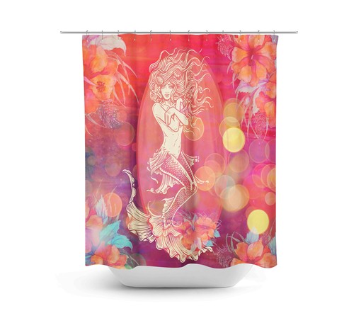 Tropical Mermaid Bath Mat and Towels with Shower Curtain | tropical bathroom decor - Image 2