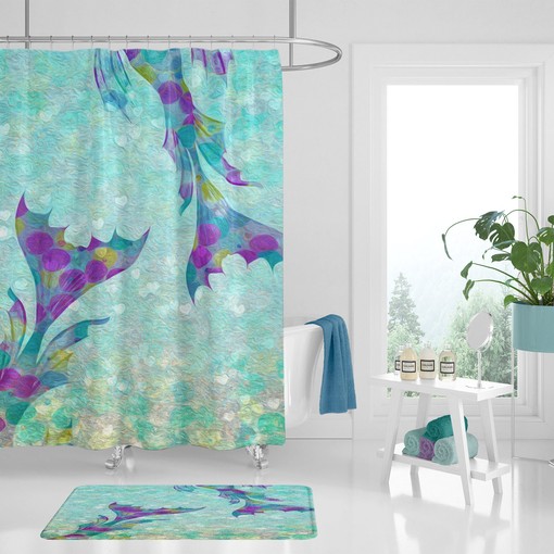 Tropical Mermaid Shower Curtain for an Island Paradise Bathroom | tropical shower curtains