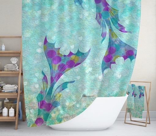 Tropical Mermaid Shower Curtain for an Island Paradise Bathroom | tropical shower curtains - Image 2