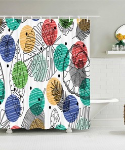 Tropical Monstera Best Shower Curtain | Blue Green Plant Fabric Home Bath Decor