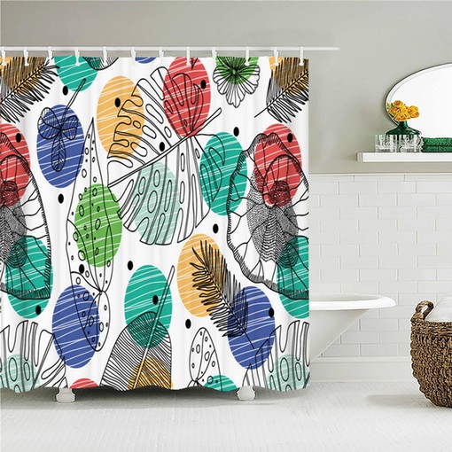 Tropical Monstera Best Shower Curtain | Blue Green Plant Fabric Home Bath Decor