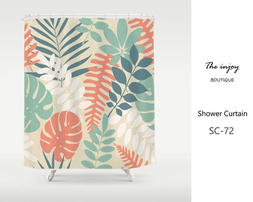 Tropical Monstera Luxury Shower Curtain, Relaxing Waterproof & Washable Bathroom Set, Perfect Bath Experience