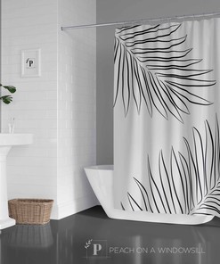 Tropical Palm Leaves Shower Curtain | Minimalist Scandinavian Style | Unique Shower Curtains