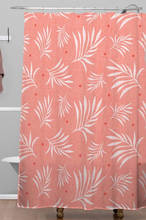 Tropical Print Shower Curtain with Living Coral Decor for Surfing Beach House Bathroom - Image 3