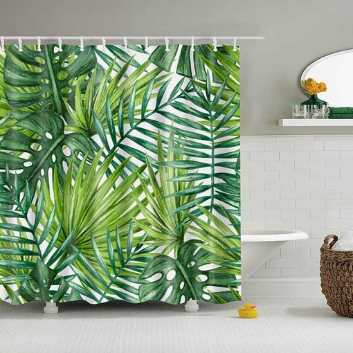 Tropical Rainforest Shower Curtain Ideas | Botanical Plant Fabric Home Bath Decor