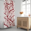 Tropical Red Shower Curtain - Minimalist Abstract Design for Bathroom Decor with Leaf and Botanical