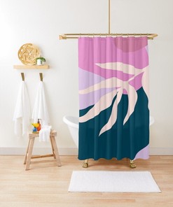 Tropical Shower Curtain - Vibrant Boho Bathroom Decor with Abstract Art and Eco-Friendly Material