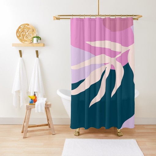 Tropical Shower Curtain - Vibrant Boho Bathroom Decor with Abstract Art and Eco-Friendly Material - Image 2