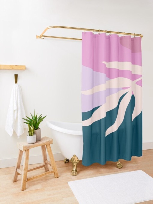 Tropical Shower Curtain - Vibrant Boho Bathroom Decor with Abstract Art and Eco-Friendly Material - Image 4